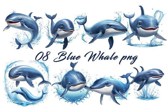 Download Blue Whale Clipart PNG Bundle. - Art Collection