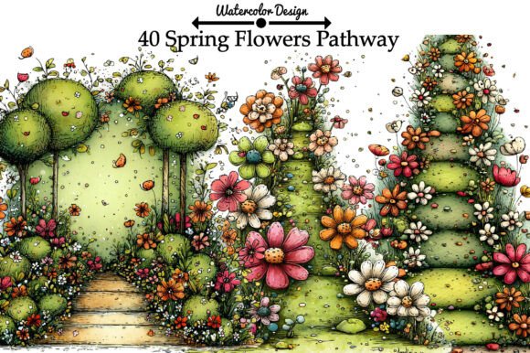 Download Spring Flowers Pathway Clipart - Art Collection