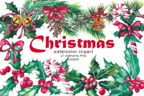 Download Classic Christmas Watercolor Clipart,png - Art Collection