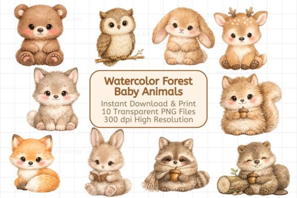 Download Watercolor Forest Baby Animals Bundle - Animals bundle Collection