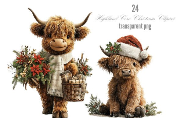 Download Highland Cow Christmas Clipart - Art Collection