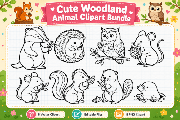 Download Cute Woodland Animal Digital Clipart - Art Collection
