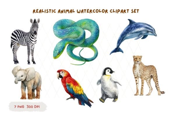 Download Realistic Animal Watercolor Clipart PNG - Art Collection
