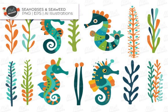 Download Seahorse and &amp; Seaweed Vector Clipart - Art Collection