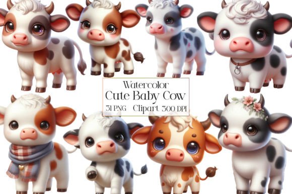 Download Watercolor Cute Baby Cow Clipart - Art Collection