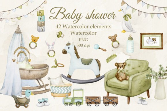 Download Baby Shower Clipart. Boho, Retro Style. - Art Collection