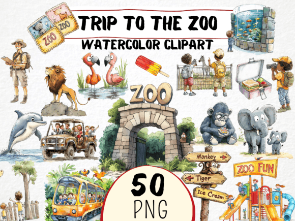 Download Watercolor Trip to the Zoo Clipart Png - Art Collection