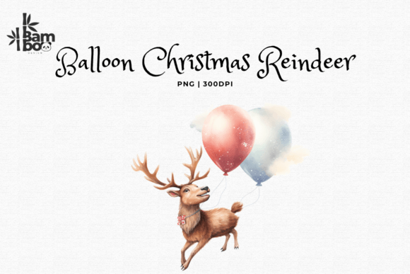 Download Watercolor Cute Reindeer Balloon ClipArt - Art Collection