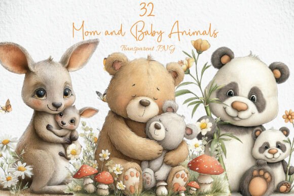 Download Mom and Baby Animals Clipart - Art Collection