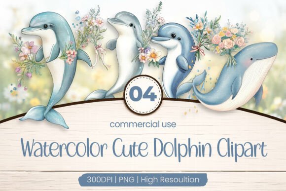 Download Watercolor Cute Dolphin Clipart PNG - Art Collection
