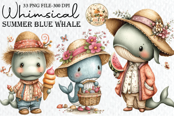 Download Whimsical Summer Blue Whale Clipart - Art Collection