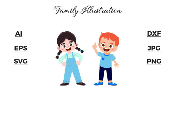 Download Family Two Children Illustration Arts - Art Collection