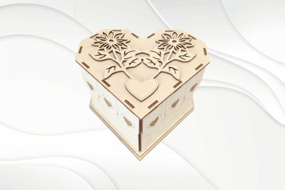 Download Gift Box Flowers Heart Laser Cut Model - Art Collection
