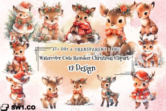 Download Watercolor Cute Reindeer Christmas - Reindeer Collection