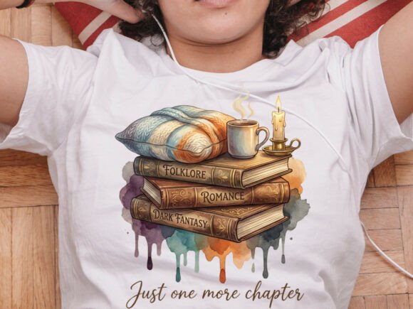 Download Fantasy Stacked Book Cozy Art Tshirt Png - Art Collection