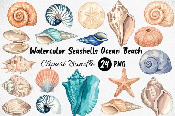 Download Watercolor Seashells Ocean Beach Clipart - Art Collection