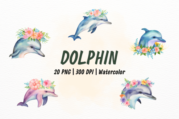 Download Floral Dolphin Watercolor Clipart - Art Collection