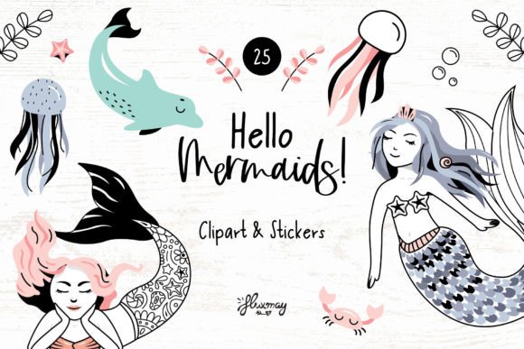 Download Hello Mermaids - Clipart and Stickers - Art Collection