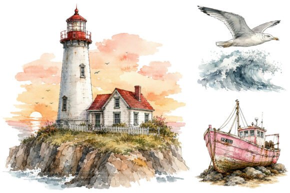 Download Watercolor Beach Clipart Bundle - Art Collection