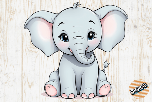 Download Cute Cartoon Baby Elephant - Art Collection