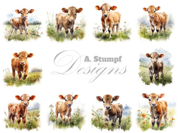 Download Calf Clipart Watercolor Farm Animal Set - Art Collection