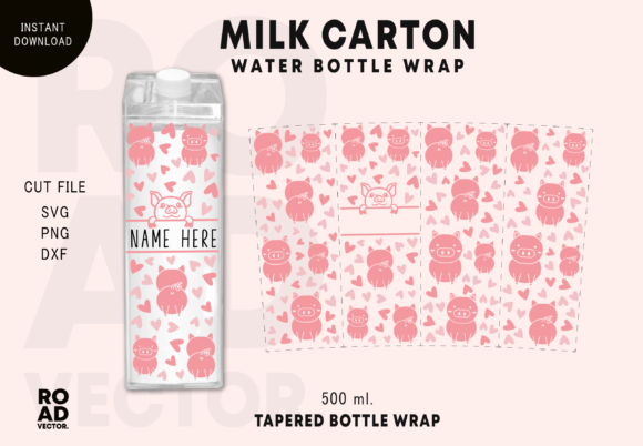 Download Cute Pink Pigs Milk Carton Bottle Wrap - Art Collection