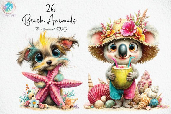 Download Whimsical Summer Beach Animals Clipart - Art Collection