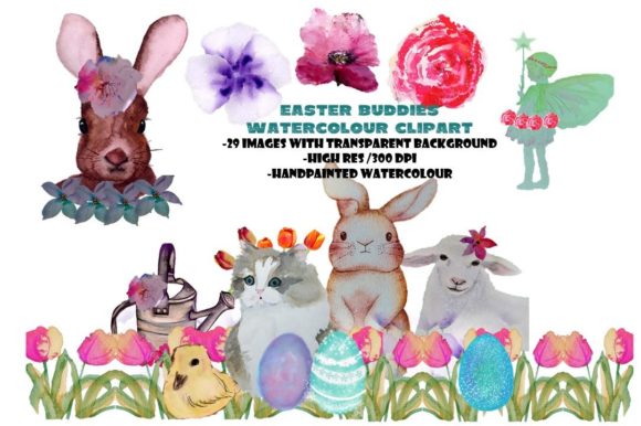 Download Cute Easter Buddies Watercolour Clipart - Art Collection