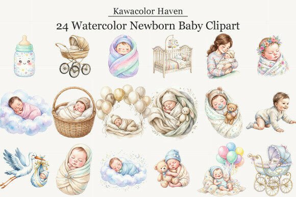 Download Watercolor Newborn Baby Clipart - Art Collection