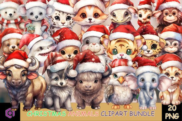 Download Christmas Animals Clipart Bundle - Art Collection