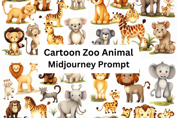 Download Prompt for Cartoon Zoo Animals - Art Collection