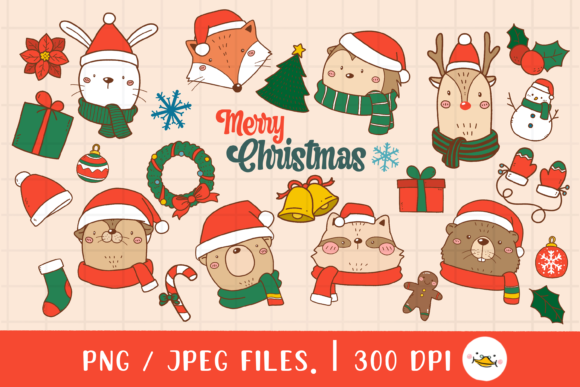 Download Merry Christmas Woodland Animal Clipart - Art Collection
