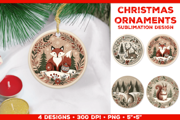 Download Cozy Woodland Animals Christmas Ornament - Premium Resources