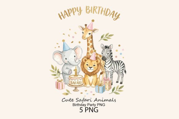 Download Cute Safari Animals Birthday Party PNG - Art Collection