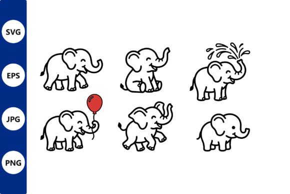 Download Elephant Line Art Set - Art Collection