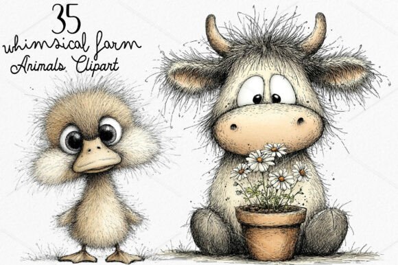 Download Whimsical Farm Animals Clipart Bundle - Art Collection