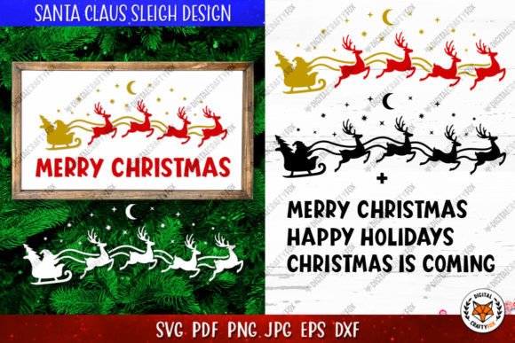 Download Santa Claus Reindeer Sleigh Silhouette - Reindeer Collection