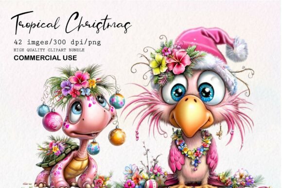 Download Whimsical Tropical Christmas Clipart - Art Collection