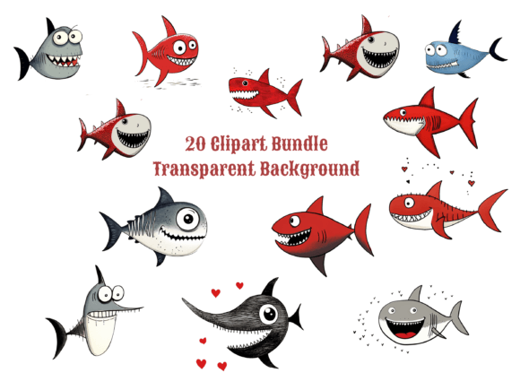 Download Funny Shark Clipart Bundle - Art Collection