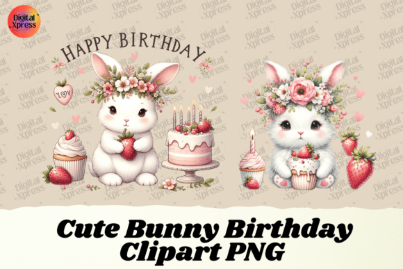 Download Cute Bunny Birthday Clipart PNG - Art Collection