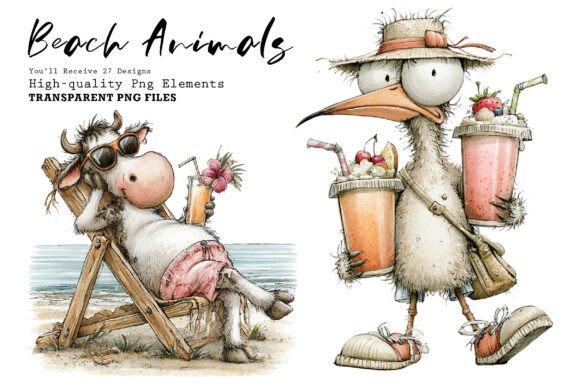 Download Quirky Beach Animals PNG Clipart - Art Collection