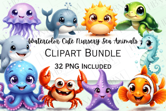 Download Cute Watercolor Ocean Animals Clipart - Art Collection