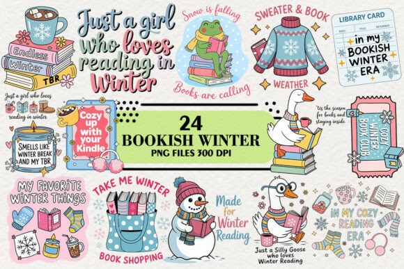Download Kawaii Bookish Winter Clipart Bundle - Art Collection