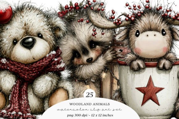 Download Christmas Woodland Animals Clipart - Art Collection