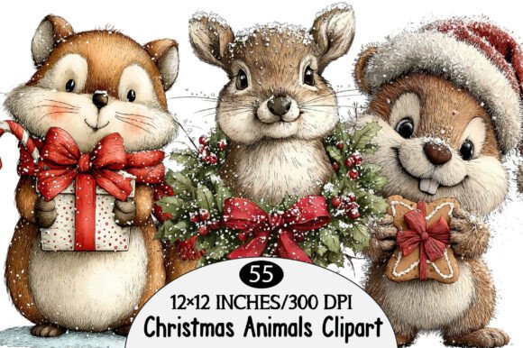Download Christmas Woodland Animals Clipart - Art Collection