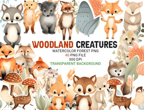Download Watercolor Forest Friends Clipart Bundle - Art Collection