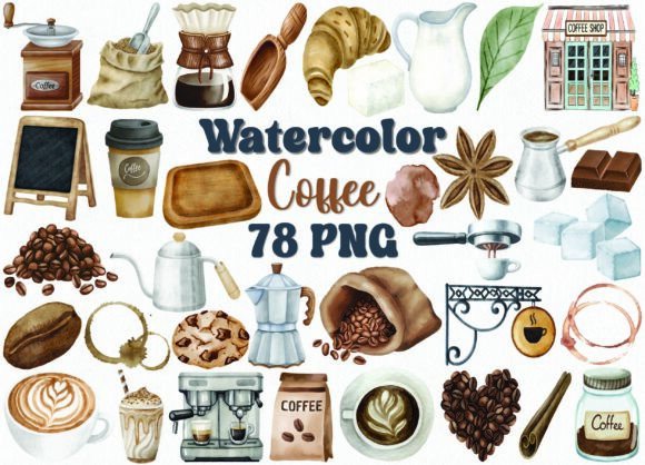 Download Watercolor Coffee Clipart Set - Art Collection