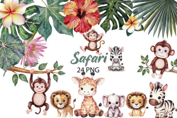 Download Safari Watercolor Clipart, Baby Shower - Art Collection