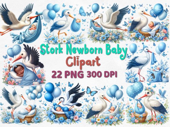 Download Stork Newborn Baby Sublimation Clipart - Art Collection
