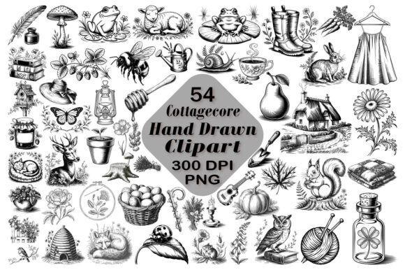 Download Cottagecore Hand Drawn Clipart Bundle - Art Collection